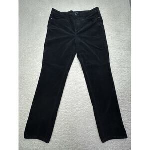 Talbots Womens Corduroy Straight Leg High Waist Pants Sz 12 Black EUC